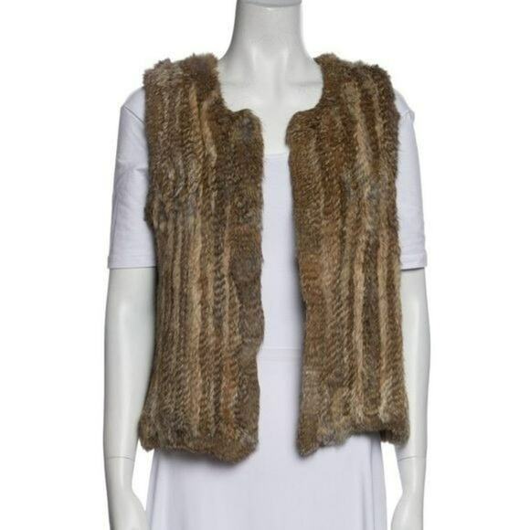 525 America Jackets & Blazers - 525 Luxe Brown Rabbit Fur Vest Medium Sleeveless